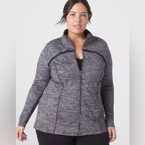 Lane Bryant 26/28 LIVI Mock Neck Marled Black & Grey Jacket